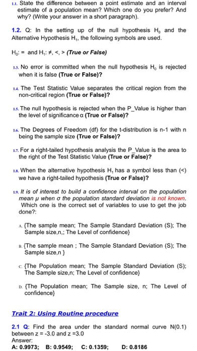 Solved 3.1 Q: A random sample of 45 students has a test | Chegg.com