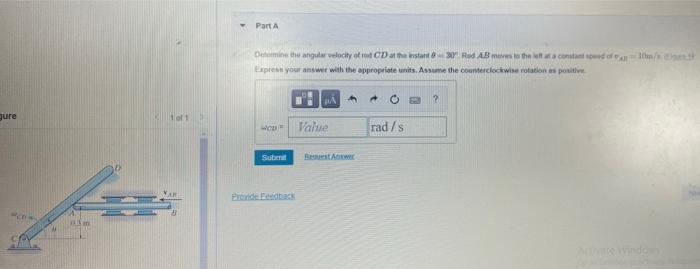 Solved Part A Delamine the angula velocity of Che Instant | Chegg.com