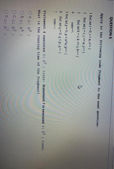 Solved QUESTION 5 Apply to the following code fragment to | Chegg.com
