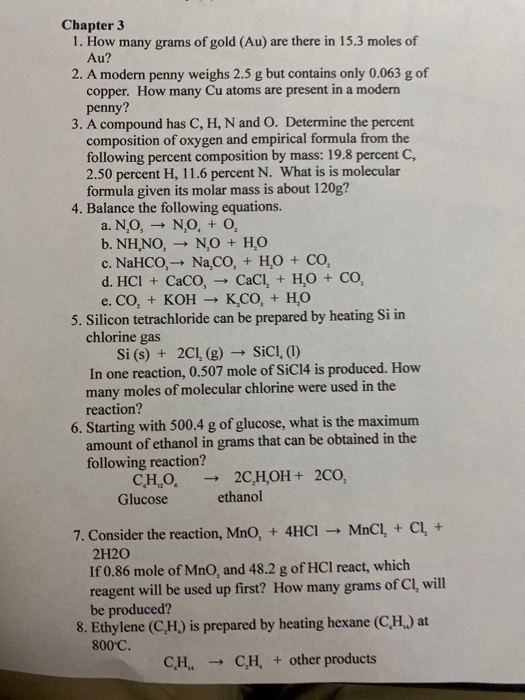 Solved Chapter 3 1. How many grams of gold (Au) are there in | Chegg.com