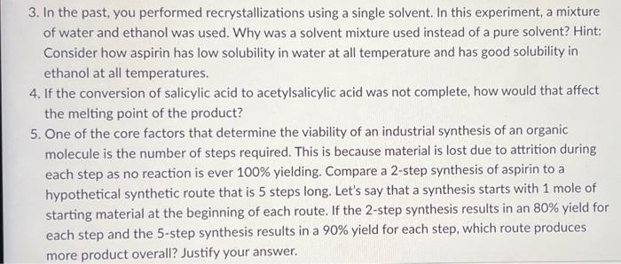 Solved 3. In The Past, You Performed Recrystallizations | Chegg.com