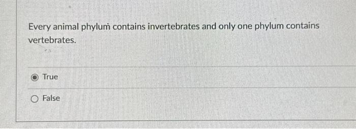 Solved Every animal phylum contains invertebrates and only | Chegg.com