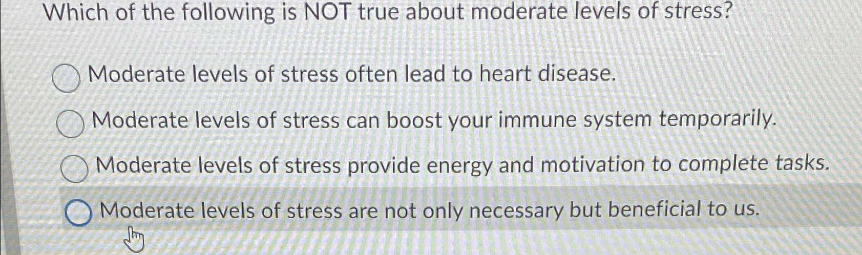 Solved Which of the following is NOT true about moderate | Chegg.com