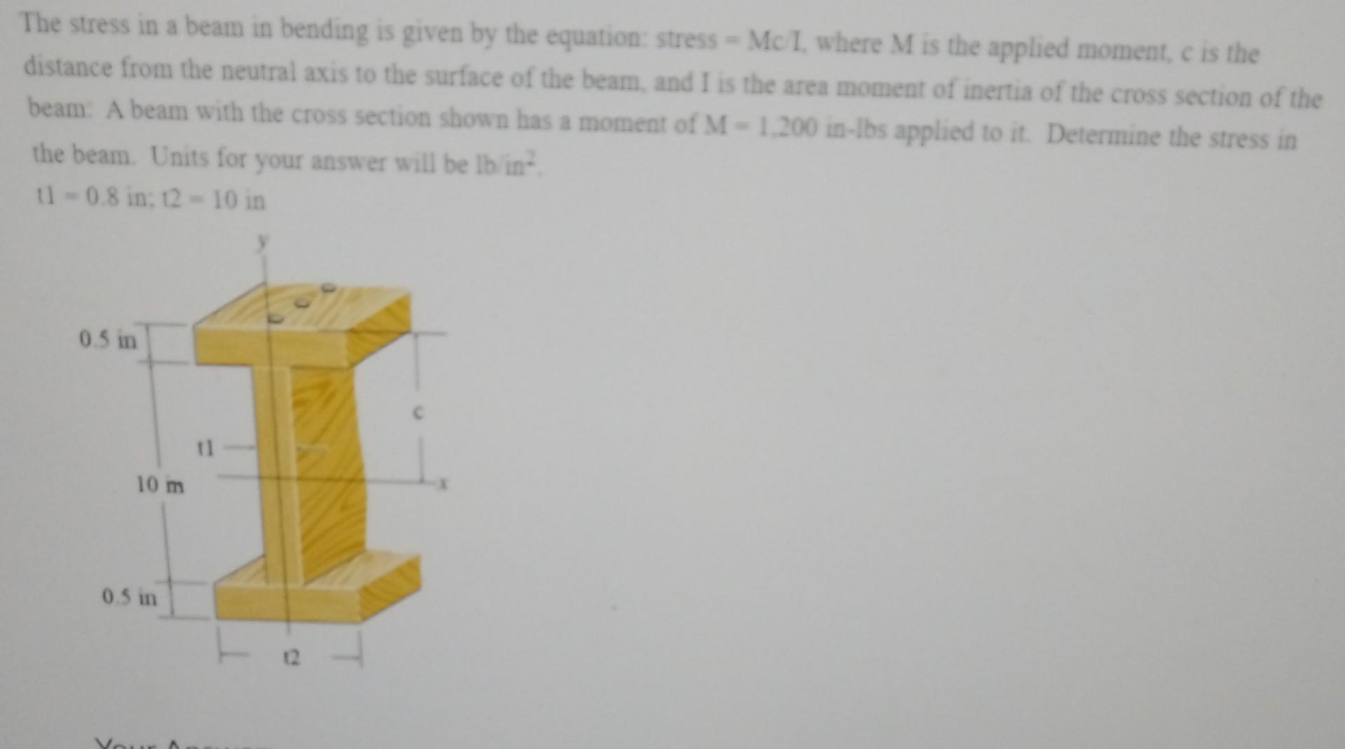 Solved The stress in a beam in bending is given by the | Chegg.com