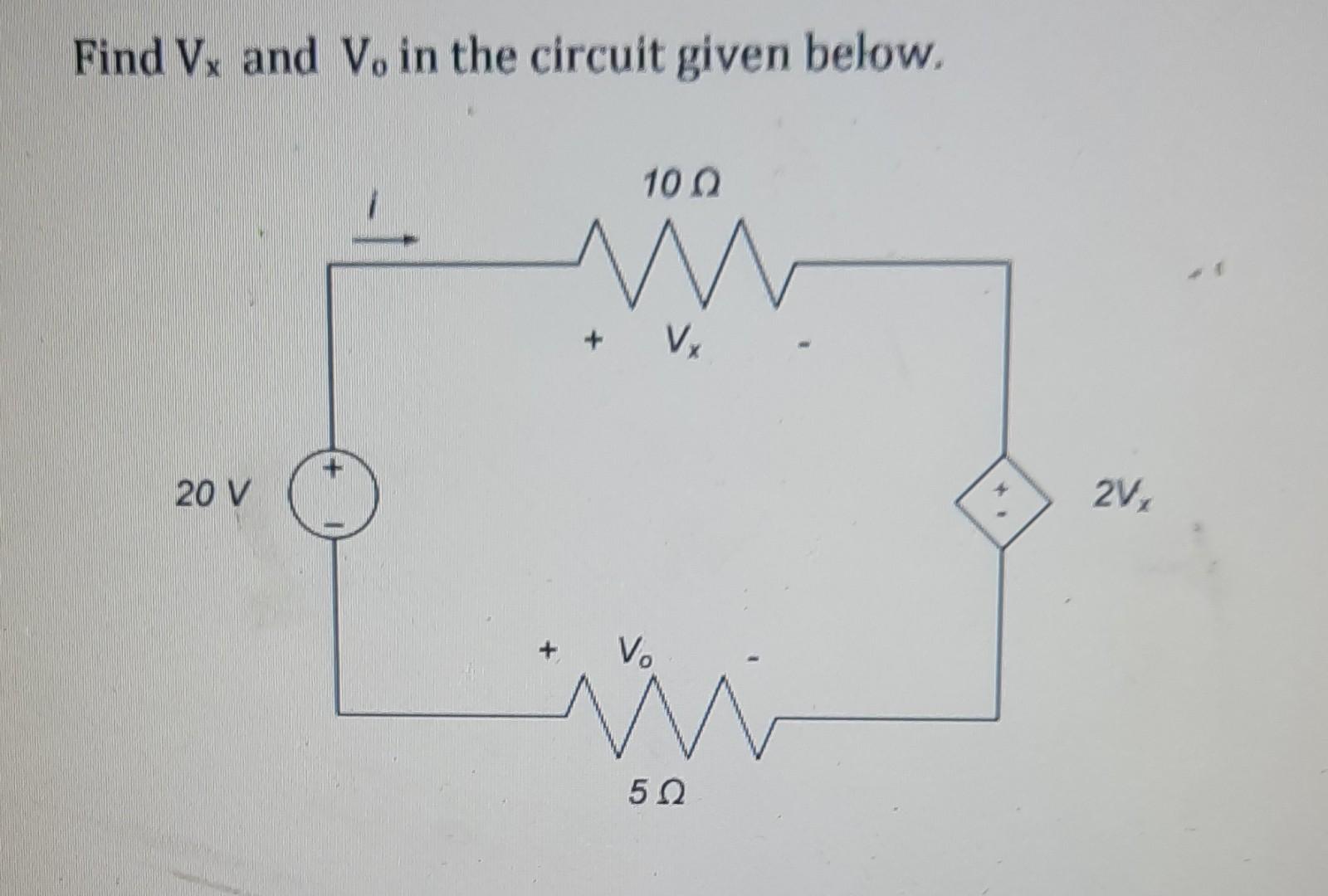 Solved Find Vx and V. in the circuit given below. 100 m + V, | Chegg.com