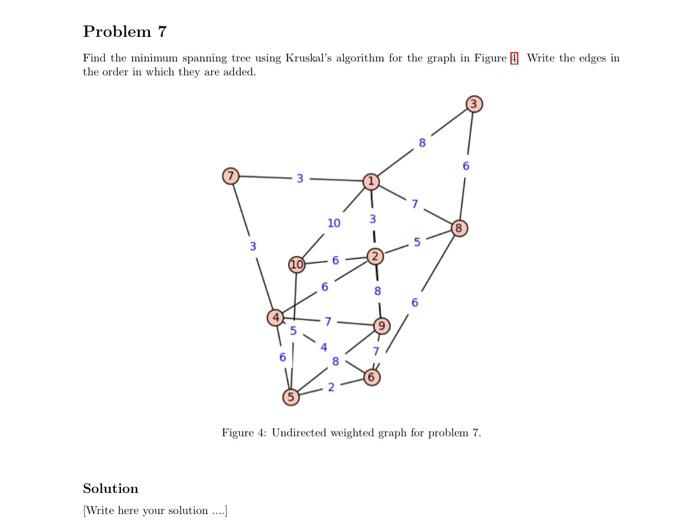 Solved Find the minimum spanning tree using Kruskal's
