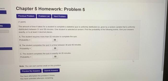 Solved Homework 4 Chapter 5 Homework: Problem 4 Previous | Chegg.com