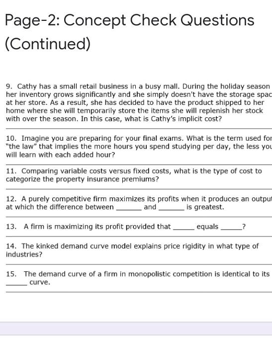 Solved Part-1. Concept Check Questions. Please answer | Chegg.com