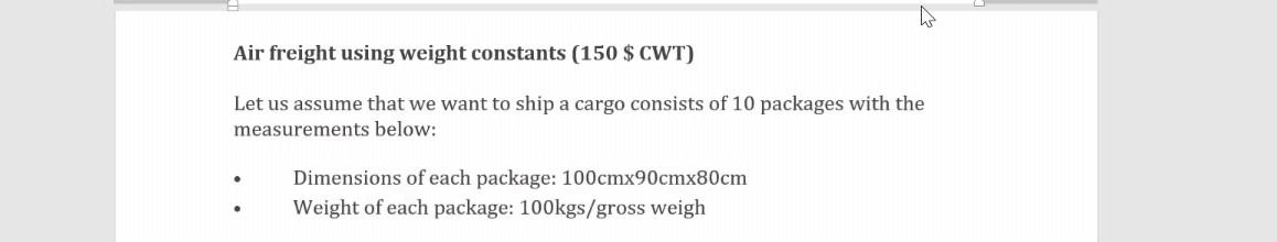Solved Air freight using weight constants (150 $ CWT) Let us | Chegg.com