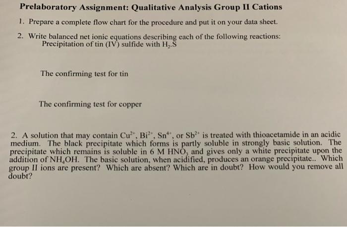 Solved QUALITATIVE ANALYSIS OF GROUP II CATIONS INTRODUCTION | Chegg.com