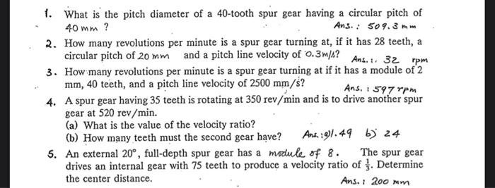 Solved 1. What is the pitch diameter of a 40-tooth spur gear | Chegg.com