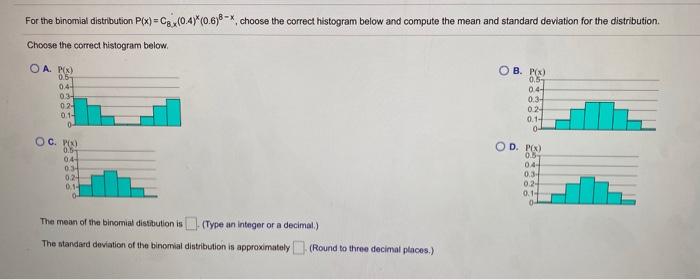 Solved For the binomial distribution | Chegg.com
