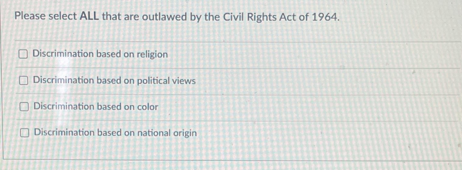 the civil rights act of 1964 outlawed discrimination based on