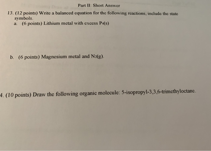 solved-part-ii-short-answer-13-12-points-write-a-balanced-chegg