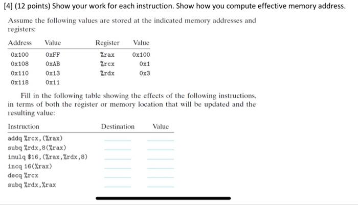 Solved 0x3 [4] (12 points) Show your work for each | Chegg.com