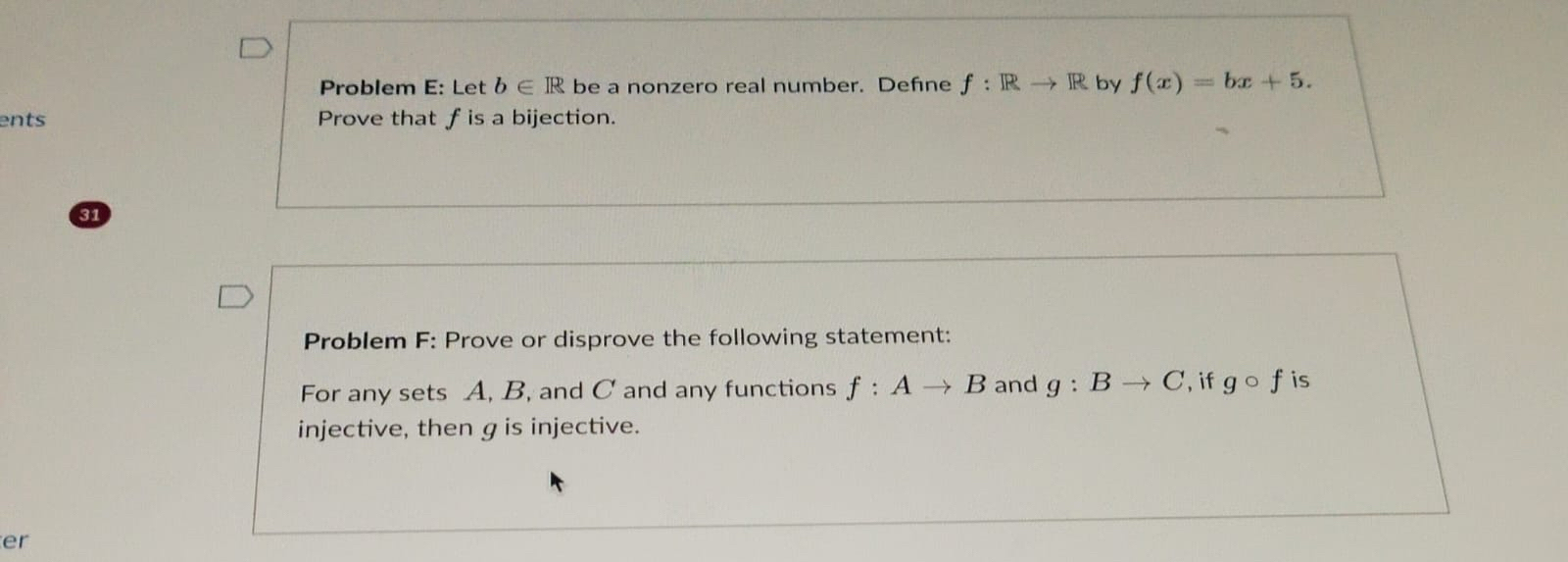 Solved Problem E: Let binR be a nonzero real number. Define | Chegg.com