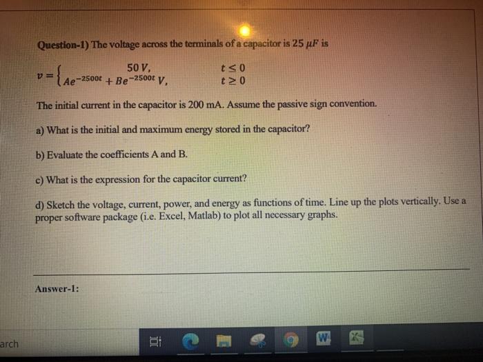 Solved Question 1 The Voltage Across The Terminals Of A Chegg Com