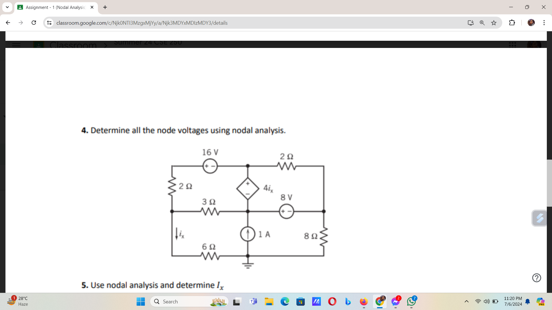 Solved Determine All The Node Voltages Using Nodal Analysis