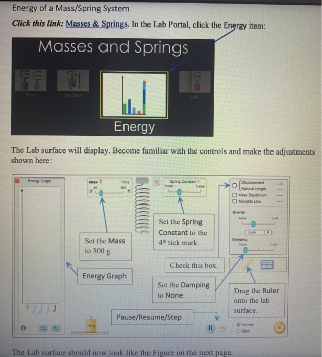 Energy of a Mass/Spring System Click this link: | Chegg.com