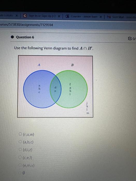 Solved Use The Following Venn Diagram To Find (A∪B)c. | Chegg.com