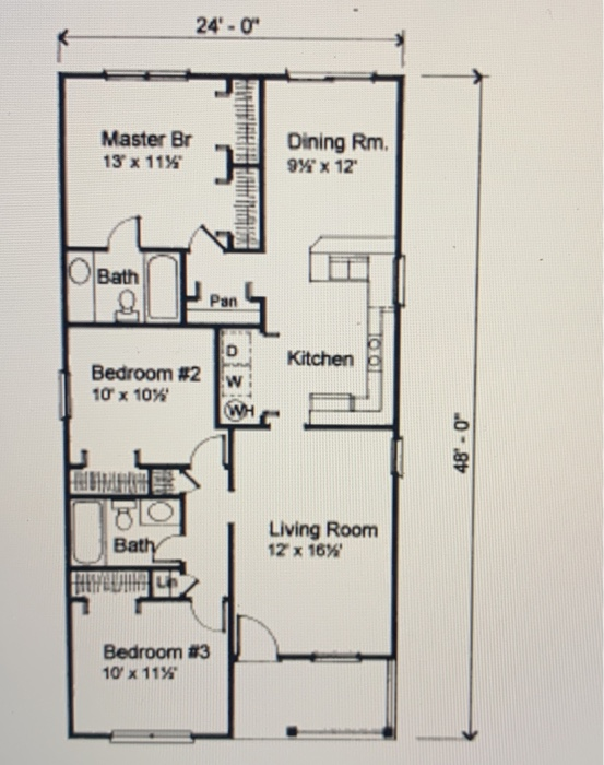 24 0 Master Br 13 X 11 Dining Rm 9x X 12 Bath Pan Chegg Com