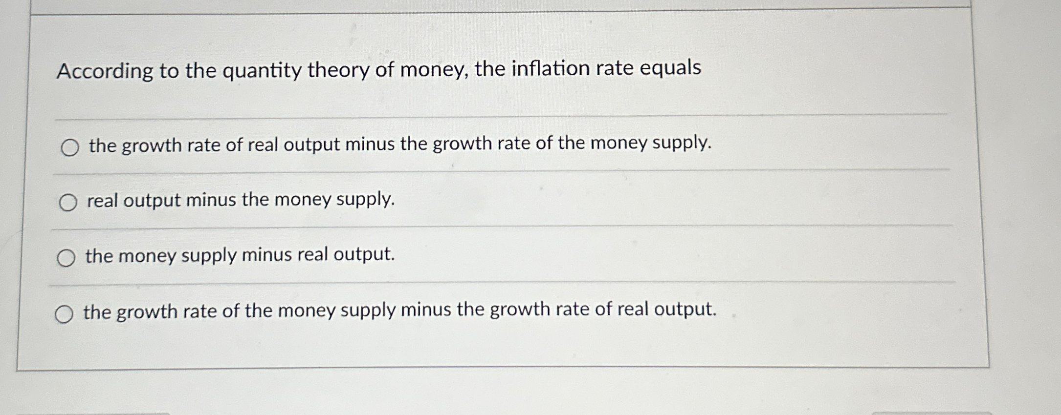 Solved According to the quantity theory of money, the | Chegg.com