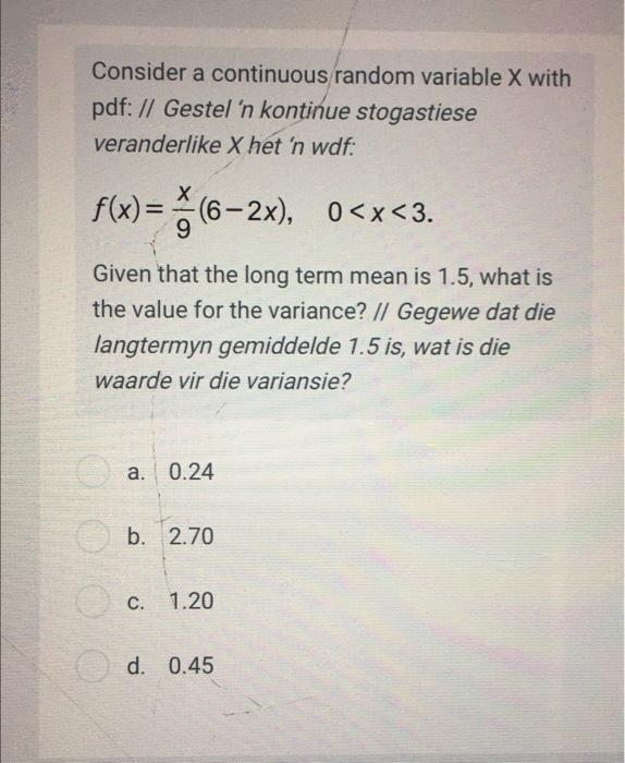 Solved Consider a continuous random variable X with pdf: // | Chegg.com