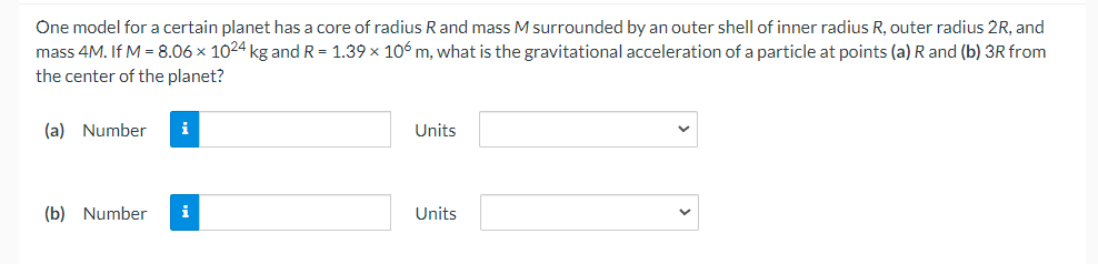 Solved One model for a certain planet has a core of radius R | Chegg.com