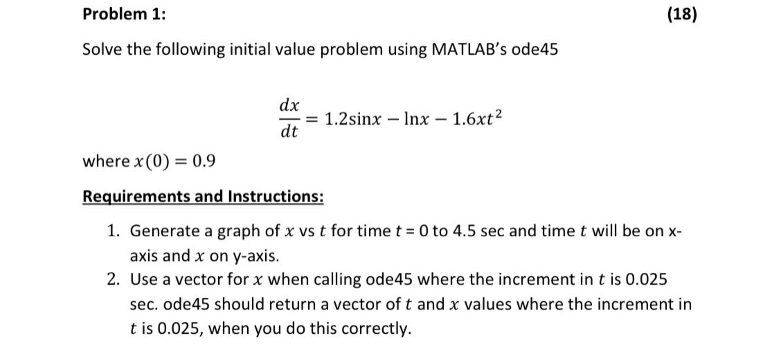 Solved Problem 1: (18) Solve the following initial value | Chegg.com