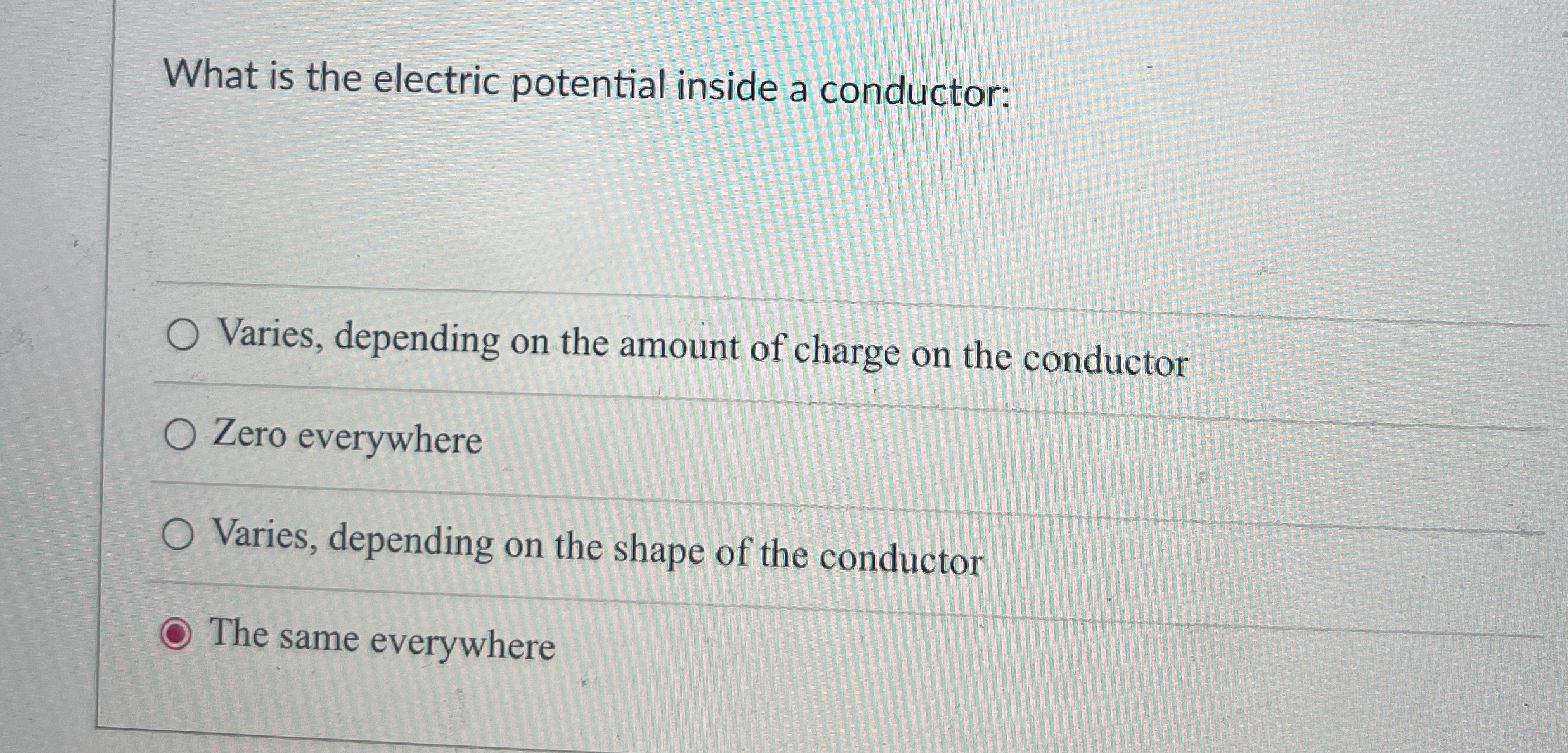 What is the electric potential inside a | Chegg.com