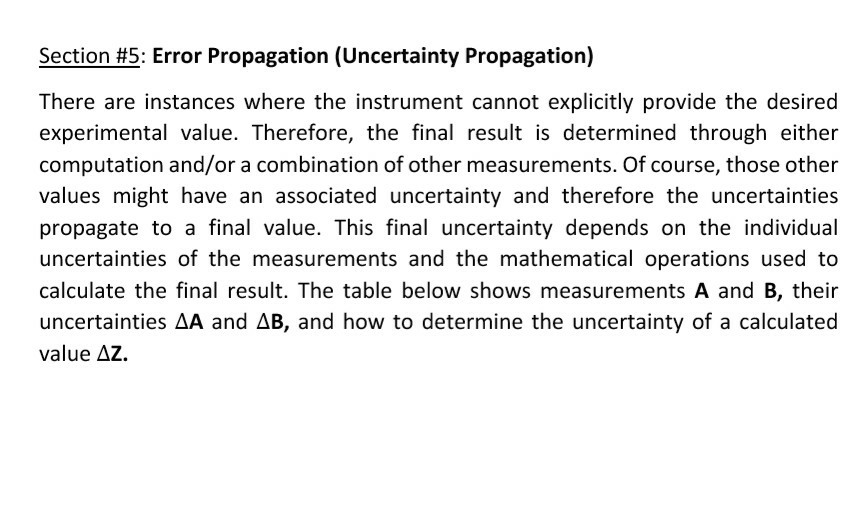 Solved Section #5: Error Propagation (Uncertainty | Chegg.com