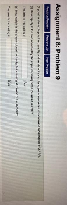 Solved Assignment 8: Problem 9 Previous Problem Problem List | Chegg.com