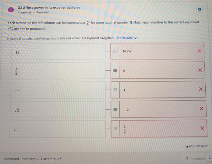 Solved Q3 Write a power in its exponential form Homework. | Chegg.com
