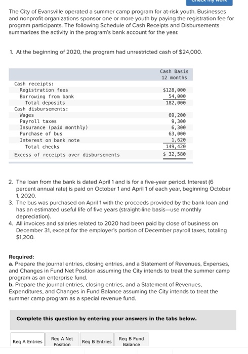 Solved The City Of Evansville Operated A Summer Camp Program | Chegg.com