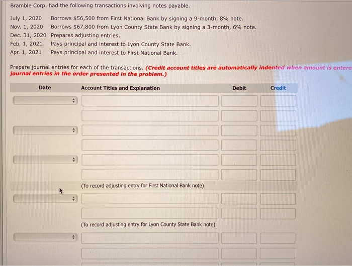 Solved Bramble Corp Had The Following Transactions Chegg Com