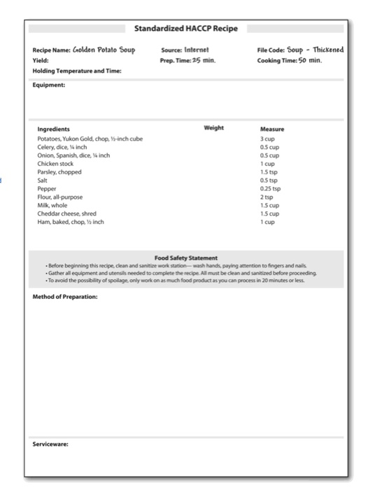 Standardized Haccp Recipe Deporecipe.co