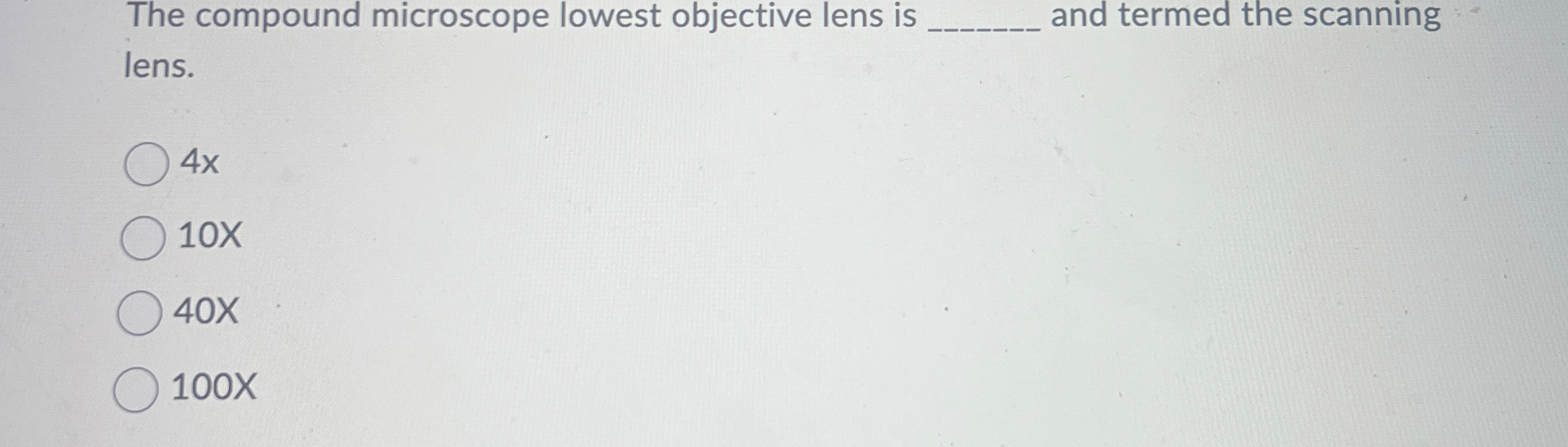 The compound microscope lowest objective lens is q, | Chegg.com