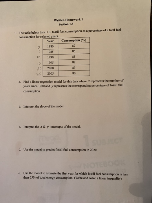Solved Written Homework 1 Section 1.3 1. The table below