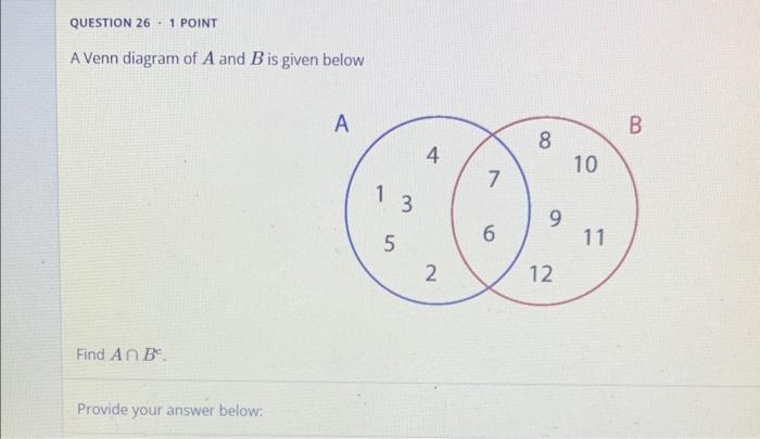 Solved A Venn Diagram Of A And B Is Given Below Find A∩Bc. | Chegg.com