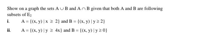 Solved Show On A Graph The Sets A∪B And A∩B Given That Both | Chegg.com