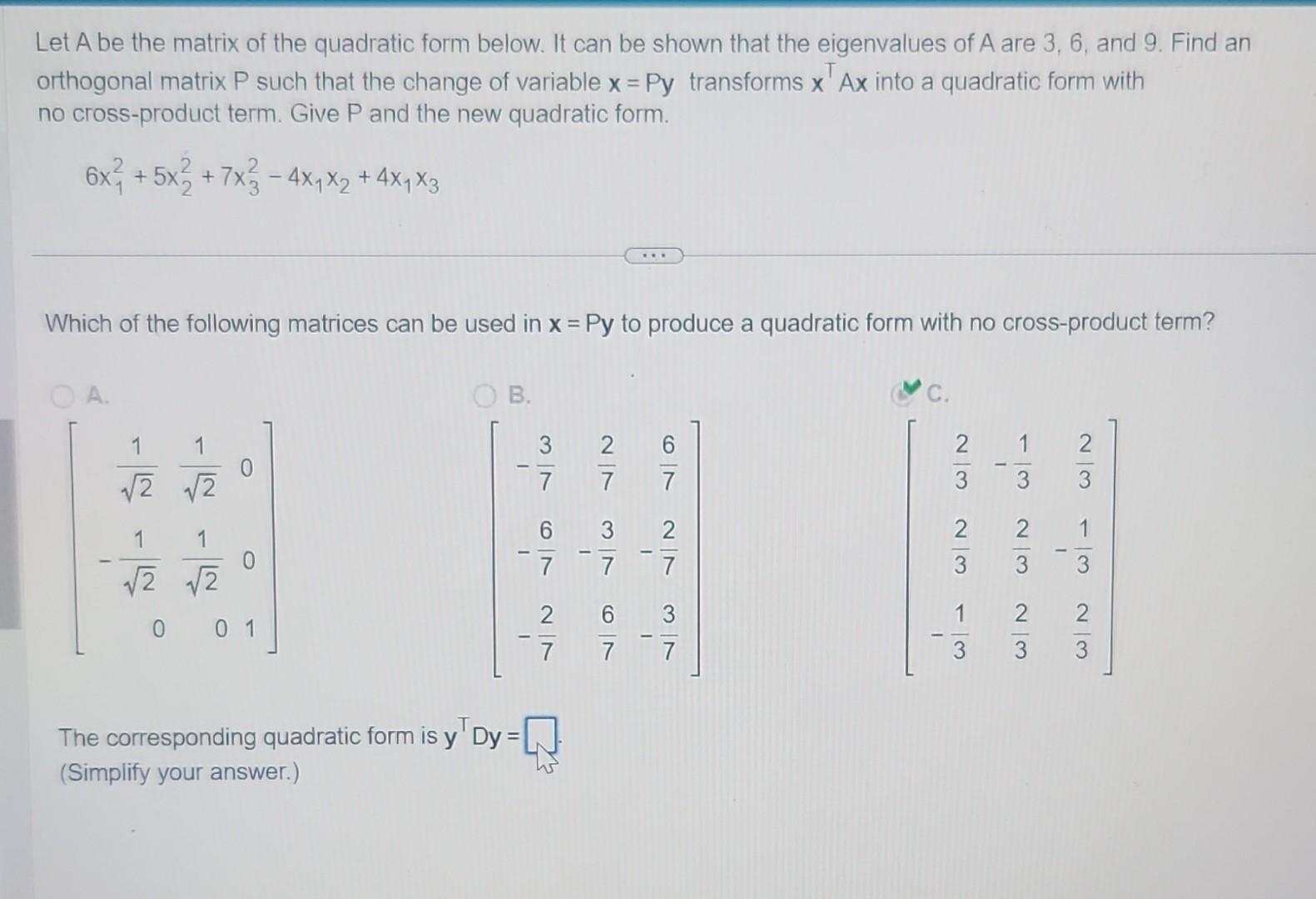 solved-let-a-be-the-matrix-of-the-quadratic-form-below-it-chegg