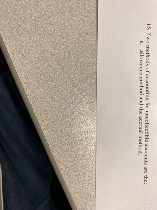 Solved 15 Two Methods Of Accounting For Uncollectible Chegg Solved 15 Two Methods Of Accounting For Uncollectible Chegg