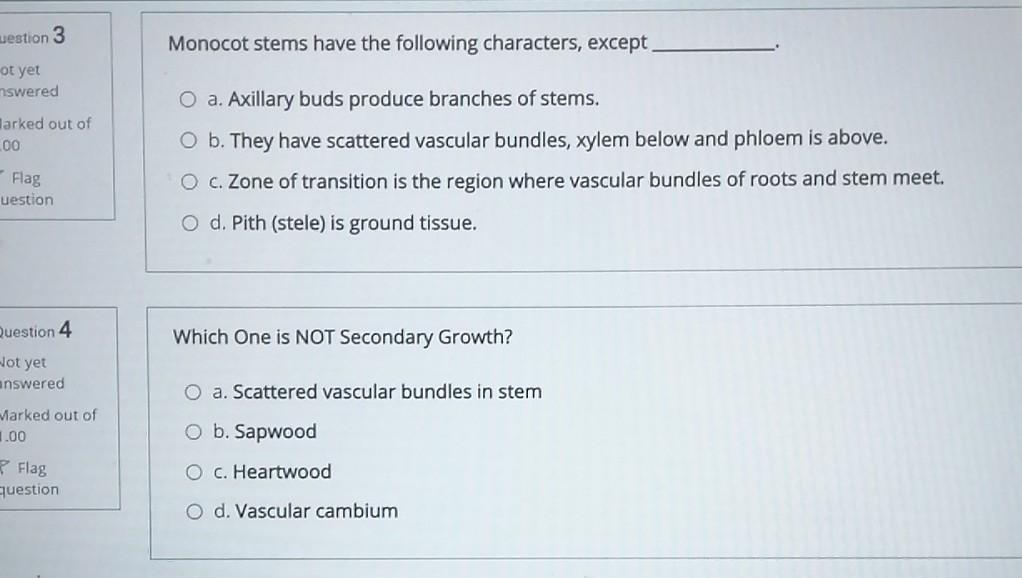 Solved Question 1 Cork cambium arises in outer Not yet