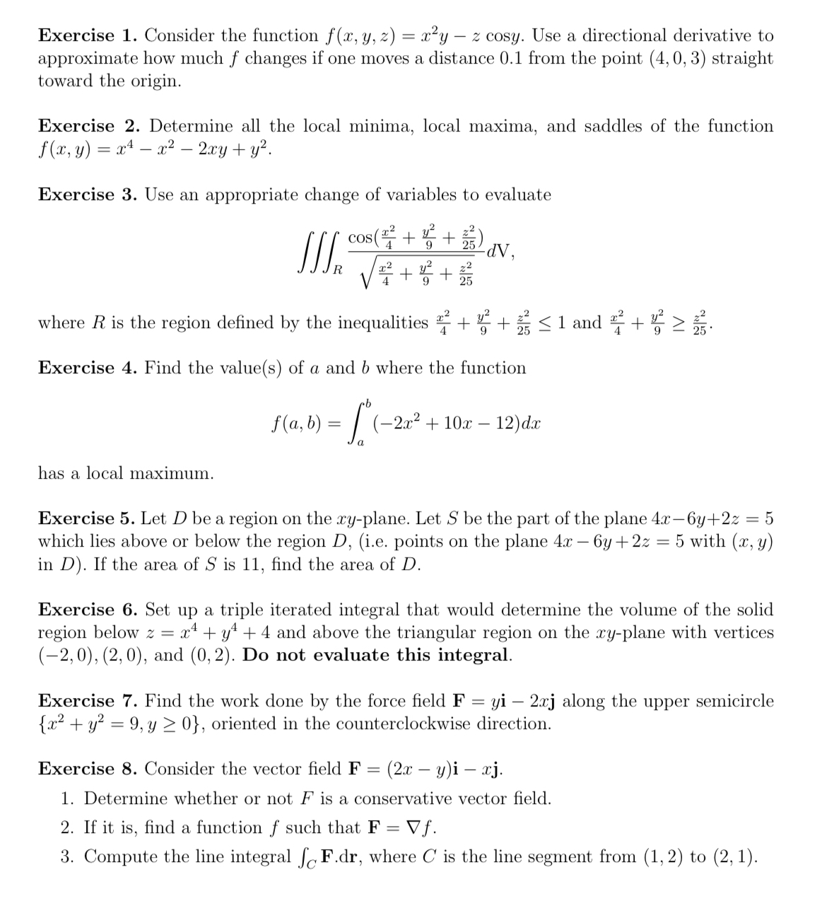 Solved Exercise 1. ﻿Consider the function | Chegg.com