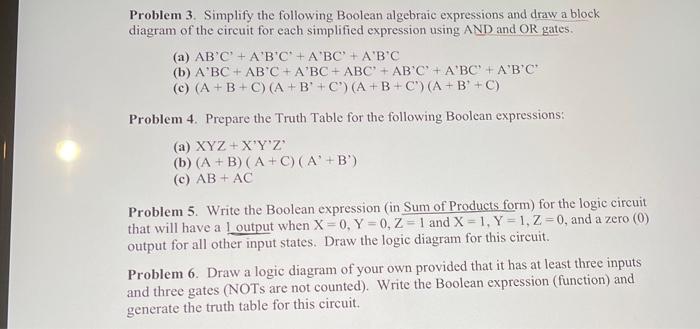 Solved Problem 3. Simplify The Following Boolean Algebraic | Chegg.com