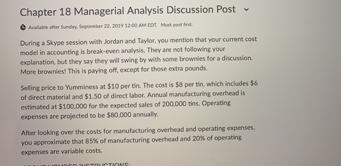 Solved Chapter 18 Managerial Analysis Discussion Post Must | Chegg.com