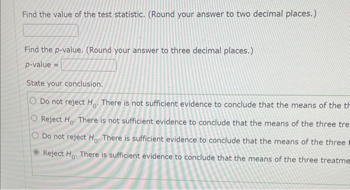 Solved Use in =0.05 to test for any significant | Chegg.com