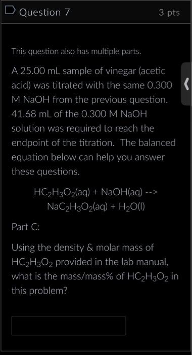 Solved This question also has multiple parts. A 25.00 mL | Chegg.com