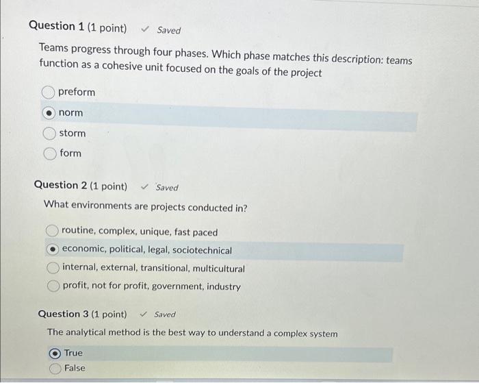 Solved Question 1 (1 point) Saved Teams progress through | Chegg.com