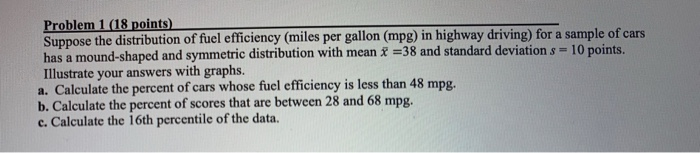 Solved Problem 1 (18 points) Suppose the distribution of | Chegg.com